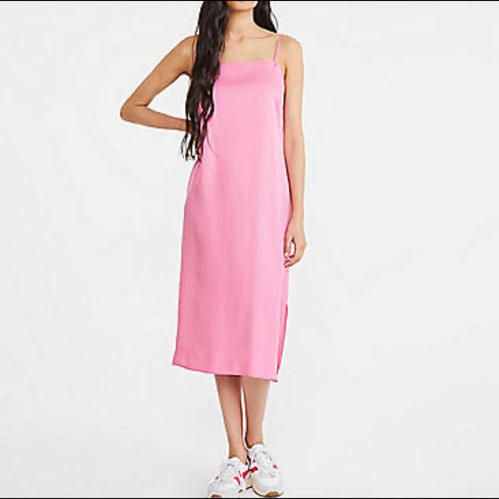 Hot pink midi slip dress